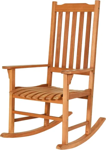 Tangkula Mecedora para patio, para interiores y exteriores, de madera, para porche, jardín, balcón, sillón rústico de respaldo alto con capacidad de
