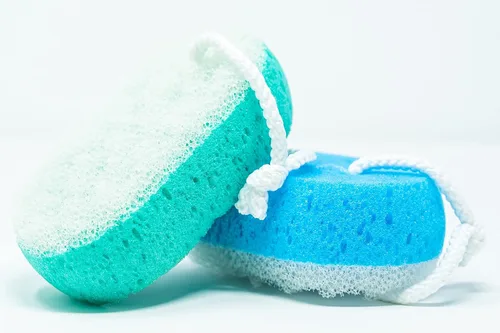 Esponja corporal para baño y ducha para mujer, hombre, niños, paquete de 4 unidades, MR. Esponja energizante de doble cara de baño relajante masaje