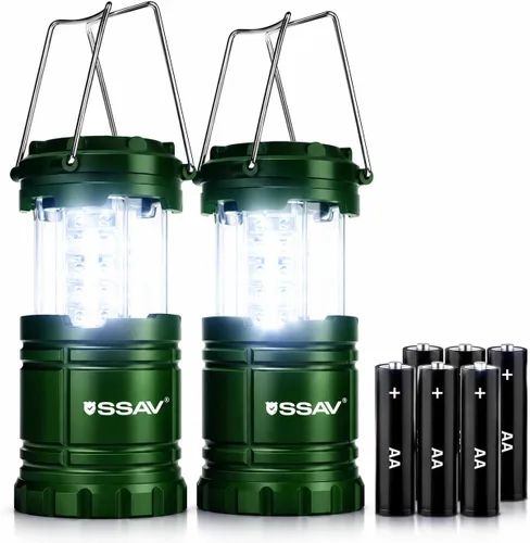 Miniatura 8 de SSAV Paquete de 2 linternas LED para campamento, linternas LED, kits de supervivencia adecuados para huracanes, luz de emergencia para tormentas