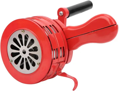 Sirena de manivela, alarma portátil de funcionamiento manual de 120 dB, sonido fuerte, con carcasa de metal duradero, para escuelas, tropas,