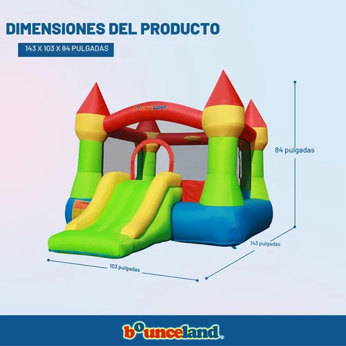 Miniatura 2 de Castillo de casa de rebote hinchable Bounceland con aro de baloncesto, resbaladilla divertida, entrada segura, soplador fuerte certificado UL