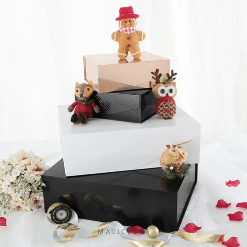 Miniatura 4 de Caja de regalo extragrande con tapas, de 17 x 14.5 x 5.5 pulgadas, caja de propuesta de padrino de boda negra con cierre magnético para todas