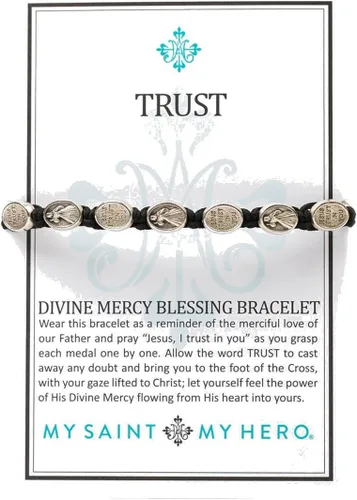 Miniatura 2 de My Saint My Hero Pulsera de bendición de la misericordia divina con cordón negro