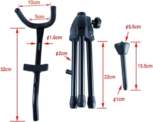Miniatura 3 de Rayzm Soporte para saxofón alto/tenor con soporte desmontable para flauta/clarinete, soporte portátil ajustable para saxofón alto, saxofón tenor