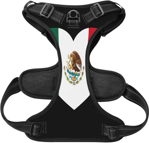 Miniatura 2 de Love - Arnés para perro con diseño de bandera de México, sin tirones, para perros pequeños, medianos y grandes, cachorros, mascotas, gatos, caminar
