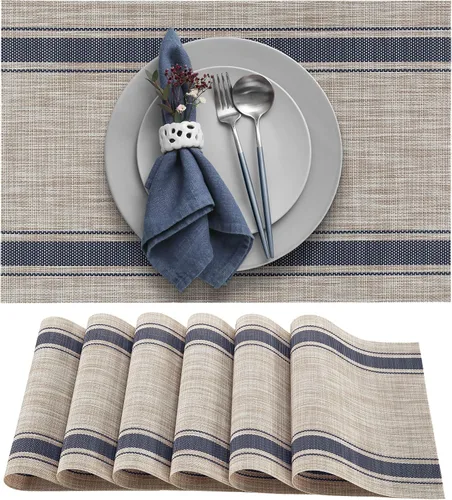 Miniatura 7 de More Décor Manteles Individuales para Mesa de Comedor, Lavables Resistentes al Calor de Vinilo PVC para Comedor y Cocina, Antideslizantes - Juego