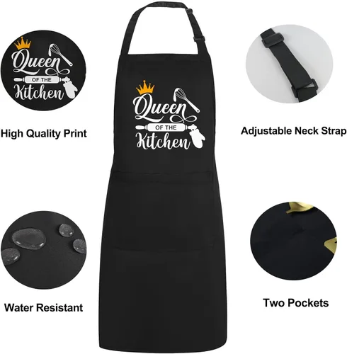 Miniatura 5 de Divertidos delantales de cocina para mujeres, delantal de la reina de la cocina para hornear a la parrilla, regalos para mamá, esposa, hermana, chef