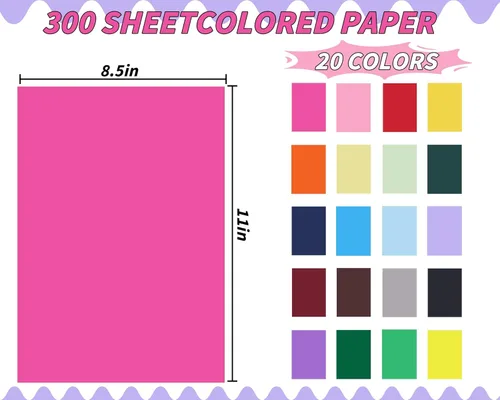 Miniatura 2 de Oleitodh Juego de 309 cartulina de colores a granel, juego de papel de cartulina de 8.5 x 11 pulgadas, 20 colores surtidos, papel de construcción