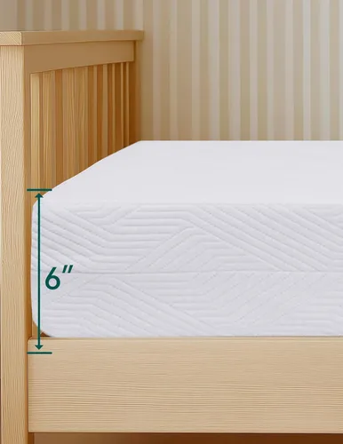 Miniatura 5 de Babelio Colchón ergonómico para cuna, de doble cara, de espuma viscoelástica, impermeable, de 6 pulgadas de grosor, con funda de cremallera, se