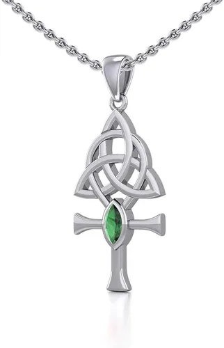 Miniatura 3 de Triquetra Ankh - Colgante de plata con piedras preciosas TPD5660