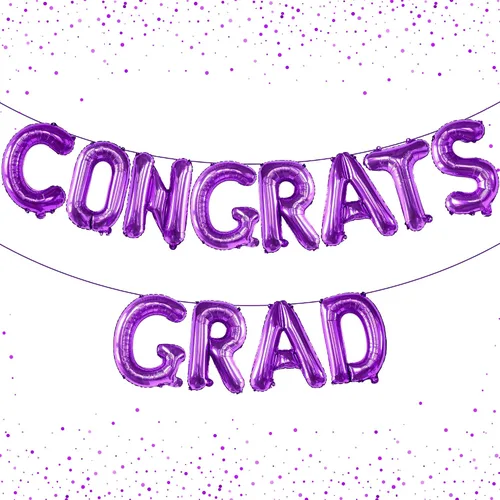 Miniatura 10 de Decoraciones de graduación 2026 Globos negros de graduación de felicitaciones – 16 pulgadas Cartel negro de felicitaciones graduadas Cartel
