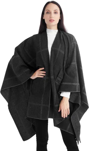 Miniatura 151 de Poncho chal para mujer, suéteres suaves y cálidos para mujer, parte delantera abierta, poncho de viaje para otoño, invierno y primavera