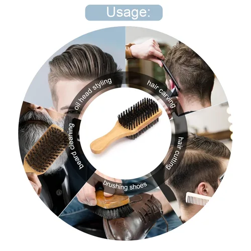 Miniatura 4 de Cepillo de barba de madera para bigote,Cepillo de barba de doble cara,Cepillo profesional para barba Brochas de afeitadoAccesorios de afeitado