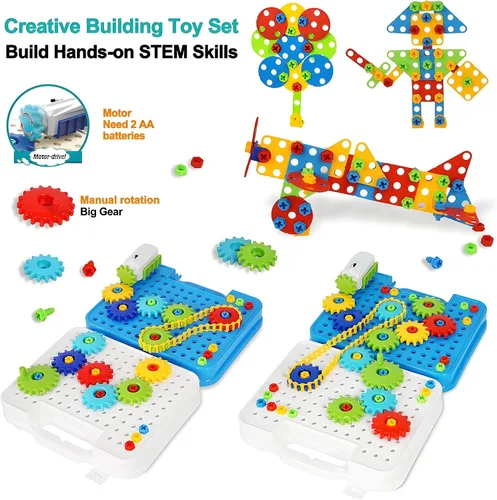 Miniatura 2 de Juguetes de engranajes para niños de 4 a 8 años, juguetes educativos de construcción STEM, juego de juguetes de construcción para niños y niñas