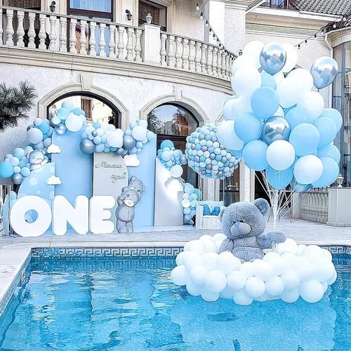 Miniatura 6 de PartyWoo Globos blancos, 120 globos de 5 pulgadas y azul claro, 120 unidades de 5 pulgadas