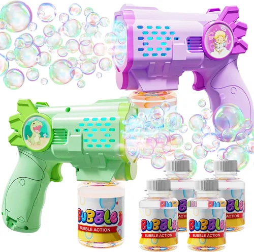 Miniatura 12 de EagleStone Juguetes para niños y niñas de 3+ años, paquete de 2 pistolas de burbujas con solución de burbujas, juguete al aire libre para niños