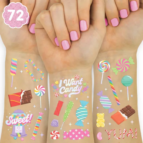 xo, Fetti Tatuajes temporales para fiesta de caramelos, 72 estilos iridiscentes, decoraciones de cumpleaños, recuerdos de fiesta, accesorios de mesa