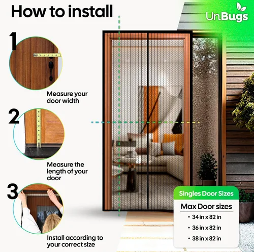 Miniatura 6 de Puerta de mosquitero magnética iGotTech, marco completamente sellado. Cubre puertas de hasta 34 x 82 pulgadas máximo. (Tamaño del artículo: 36 x 83)