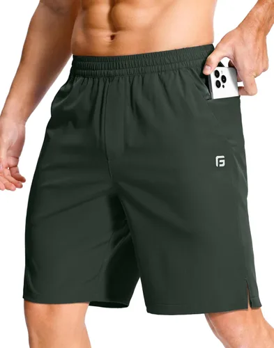 Miniatura 86 de GGJ Pantalones cortos deportivos ligeros para hombre con 2 bolsillos con cremallera de 7/5/9 pulgadas, pantalones cortos de tenis de secado rápido