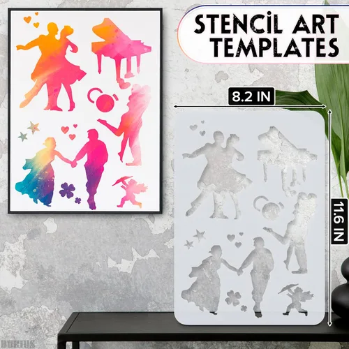 Miniatura 2 de 12 plantillas de dibujo para pintar sobre madera, plantillas grandes para pintar sobre madera, lienzo, suministros de álbumes de recortes, arte