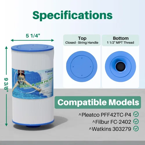 Miniatura 2 de TOREAD Filtro de spa que reemplaza a Watkins 303279, FC-2402, PFF42TC-P4, 78460, Lifesmart, Freeflow, AquaTerra - Filtros para bañera