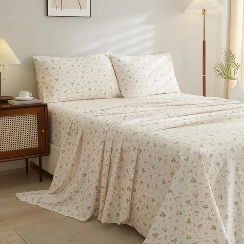 Miniatura 17 de LifeTB Tan Gingham - Juego de sábanas tamaño matrimonial, transpirables, suaves, color beige, gris topo, sábanas a cuadros 100% algodón lavado