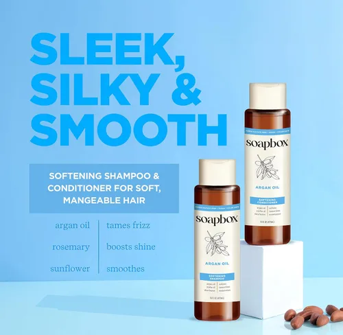 Miniatura 2 de Juego de Champú y Acondicionador de Argán Soapbox, Voluminizador, Vegano, Seguro para el Color, Libre de Sulfatos Agresivos y Siliconas, 16 oz cada