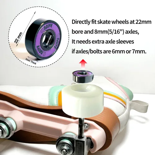 Miniatura 6 de Rodamientos para Patines 8mm Paquete de 16, Rodamientos de Precisión 608 para Patines en Línea Quad, Patinaje en Derby, Monopatín, Longboard