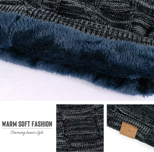 Miniatura 6 de Vgogfly Slouchy Beanie for Men Winter Hats for Guys Cool Beanies Mens Lined Knit Warm Thick Skully Stocking Binie Hat
