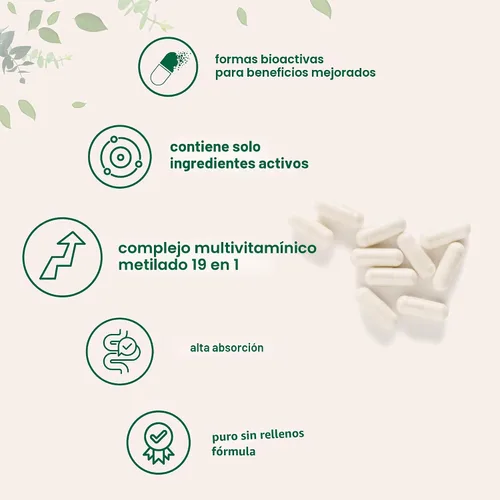 Miniatura 3 de Micro Ingredients Multivitamínico metilado puro, 240 cápsulas Fórmula 19 en 1 con vitaminas C, D, B12, folato, magnesio, zinc y más Apoya