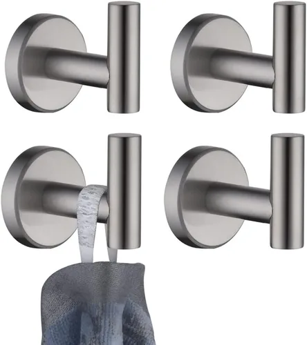 Miniatura 11 de JQK Gancho de toalla de baño cromado, gancho para abrigo/albornoz de acero inoxidable 304 para baño, cocina, garaje, montado en la pared