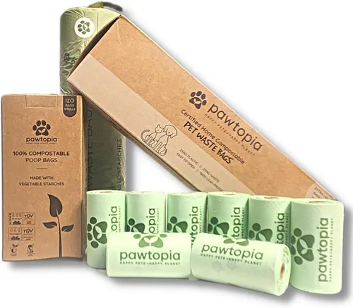 Miniatura 12 de Pawtria Certified Home - Bolsas compostables para excrementos de perro (120), bolsas para excrementos de perros, arena para gatos, almidones