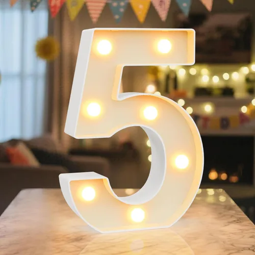 Letrero de números con luz LED de marquesina, letrero de números de cumpleaños iluminado para decoración de fiesta de cumpleaños, pared de bar,