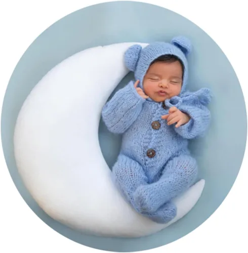Miniatura 7 de 2 piezas de accesorios de fotografía para recién nacidos, trajes de fotos para niños, sesiones de fotos de bebé, disfraz de niña con sombrero de oso