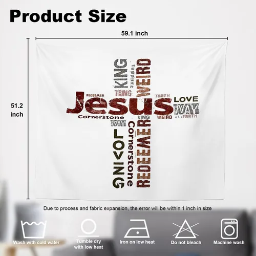 Miniatura 5 de Shrahala Tapiz de pared cristiano con palabras blancas, palabras de Navidad, escuela, Jesús, Biblia, adoración de la Biblia, tapiz grande