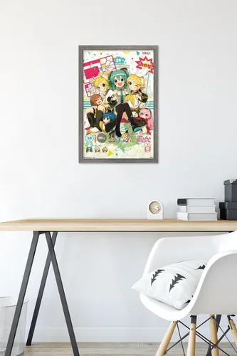 Miniatura 6 de Hatsune Miku - Póster de pared Hey de 22.4 pulgadas de largo x 14.7 pulgadas de ancho, versión enmarcada de madera de granero