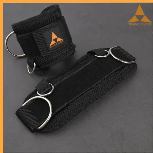 Miniatura 7 de Correa de tobillo para máquina de cable (par) ajustable, ajuste cómodo, neopreno y refuerzo de 4 anillos en D, correa de tobillo mejorada
