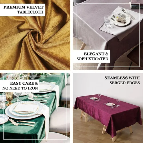 Miniatura 4 de Efavormart - Mantel rectangular de terciopelo negro prémium de 60 x 102 pulgadas para eventos de fiesta de boda