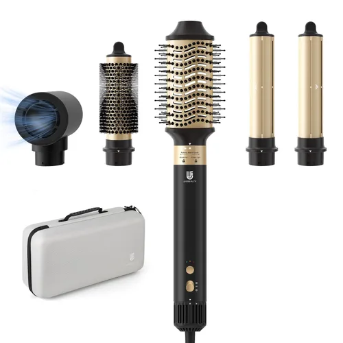 Miniatura 8 de Cepillo secador de pelo Air Styler: herramientas de doble voltaje 7 en 1 con alisador de aire caliente, rizadores de envoltura automática