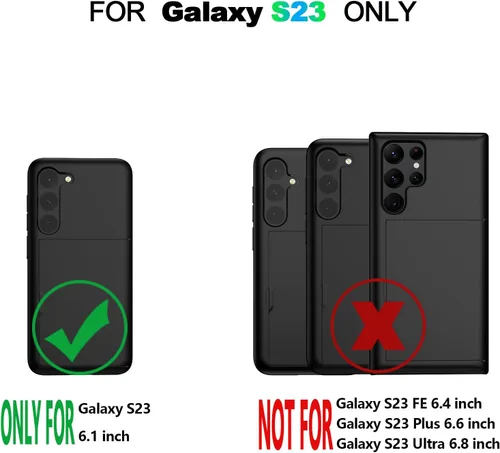 Miniatura 7 de Nvollnoe Funda para Samsung S23 con tarjetero 5G de 6.1 pulgadas, delgada, de doble capa, resistente, protector para Galaxy S23, funda con ranura