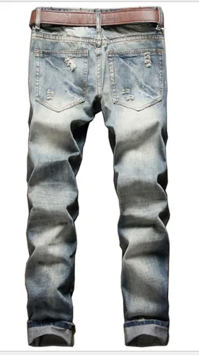Miniatura 2 de Jeans rasgados de moda para hombre con parches