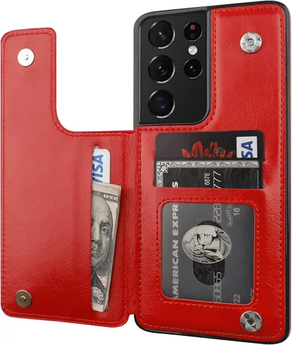 Miniatura 12 de ONETOP - Funda tipo cartera compatible con Samsung Galaxy S21 con soporte para tarjetas, funda de piel sintética con ranuras para tarjetas, doble