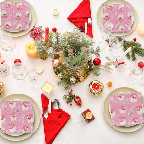 Miniatura 7 de Paquete de 80 servilletas desechables de Navidad de Papá Noel y árbol de Navidad, servilletas de papel de Navidad para Navidad, suministros de Santa