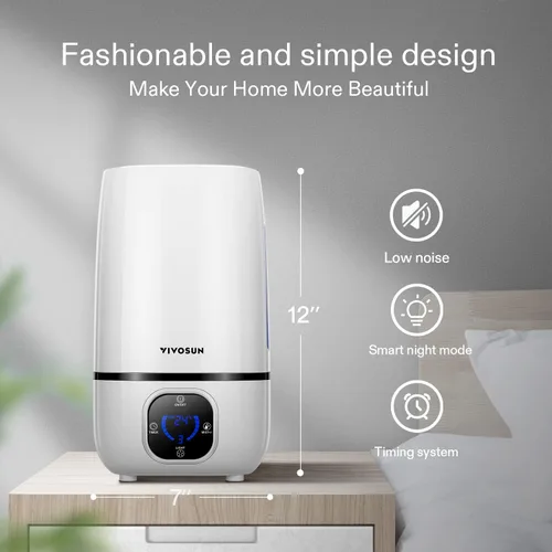 Miniatura 7 de VIVOSUN Humidificador de niebla fría de 4L con control remoto para dormitorio, plantas, bebé, piel seca