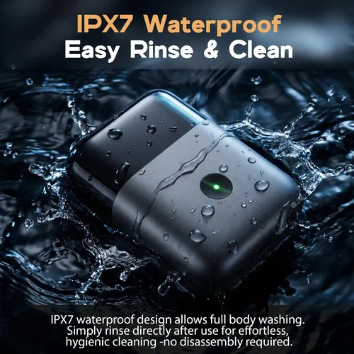 Miniatura 4 de Afeitadora eléctrica de aluminio para hombres: maquinilla de afeitar compacta de viaje para la cara - IPX7 impermeable y carga rápida USB-C