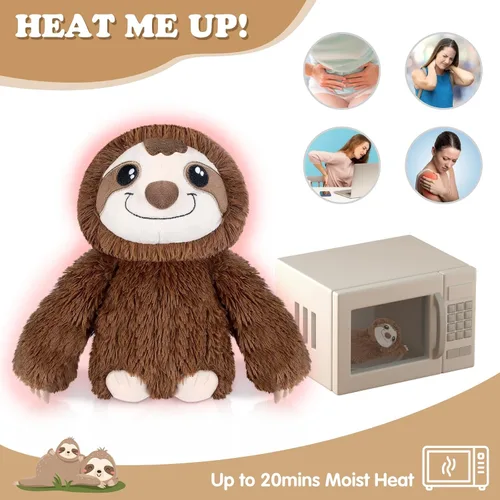Miniatura 3 de SUZZIPAD Animal de peluche para microondas, peluche de perezoso calentado para la ansiedad, hora de acostarse, acurrucarse y acompañar, alivio