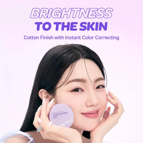 Miniatura 2 de I'M MEME Compact - Tone-up Pact Polvo de ajuste presionado coreano para efecto de desenfoque rosa, con calamina, polvo de maquillaje, compacto