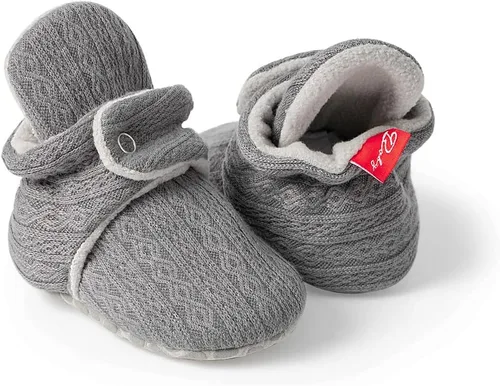 Miniatura 89 de Botines de forro polar para bebés, niños y niñas, pantuflas antideslizantes con agarre suave, zapatos de calcetín para recién nacidos, cuna