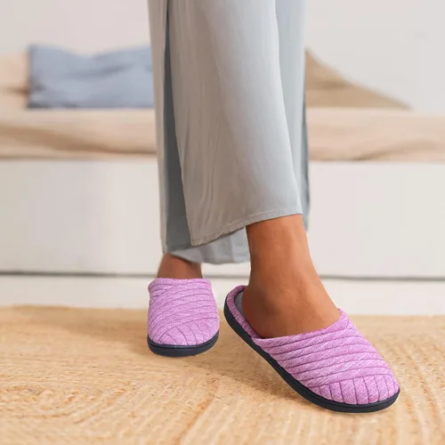 Miniatura 5 de Pantuflas de casa para mujer, cálidas, de espuma viscoelástica, con espalda abierta, para dormitorio, interiores, exteriores, otoño e invierno