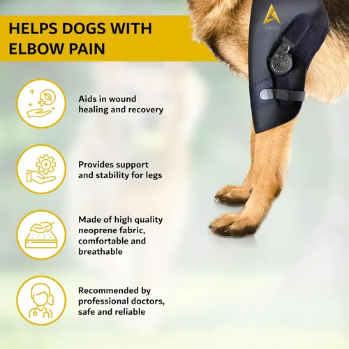 Miniatura 5 de AGON Codera para perro para soporte de codo - Estabilizador de bisagra ajustable protector de codo para perro - Soporte de codo de neopreno